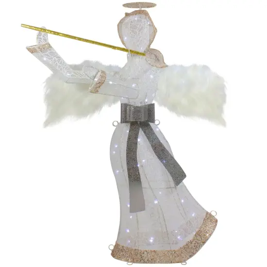 Northlight 36" LED Lighted Lace Angel with Flute Outdoor Christmas Decoration White {1}