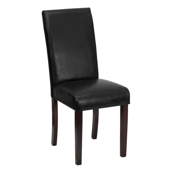 Merrick Lane Vallia Series Faux Leather Panel Back Parson's Chair for Kitchen, Dining Room and More Black {1}