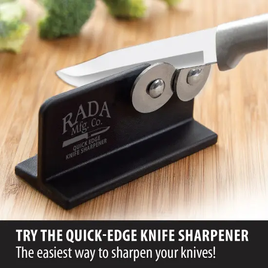Rada Kitchen Knife Sharpener, Easily Sharpen Both Sides at Once with Hardened, High-Carbon, Dual Stainless Steel Wheels {5}