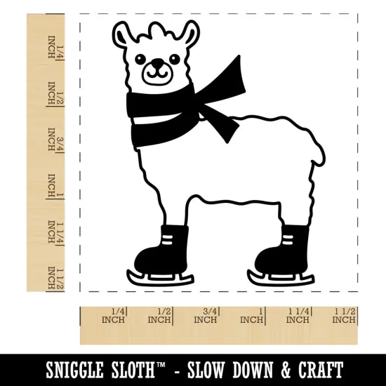 Ice Skating Llama Winter Self-Inking Rubber Stamp Ink Stamper Blue {1}