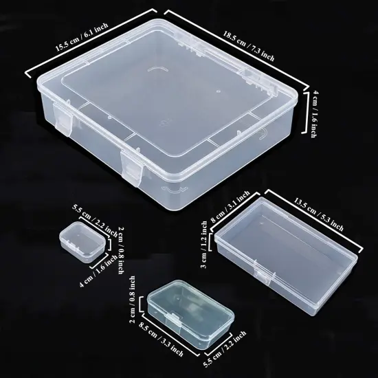 7 Pieces Mixed Sizes Rectangular Empty Mini Clear Plastic Organizer Storage Box Containers with Hinged Lids for Small Items and Other Craft Projects {4}