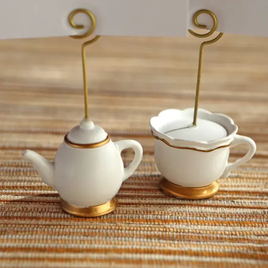 Kate Aspen Tea Time Whimsy Teapot and Teacup Place Card Holders, (6 Set of 6, 36 Pieces), Place Cards Included … {3}