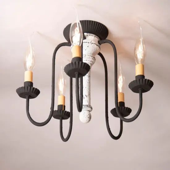 Irvin's Country Tinware Berkshire Ceiling Light in Vintage White {4}