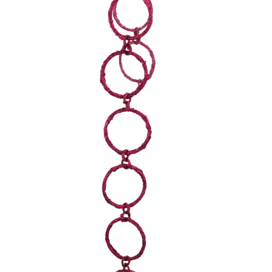 Allstate 5' x 1.75" Pink Sparkling Glitter Round Circle Chain Artificial Christmas Garland - Unlit {1}