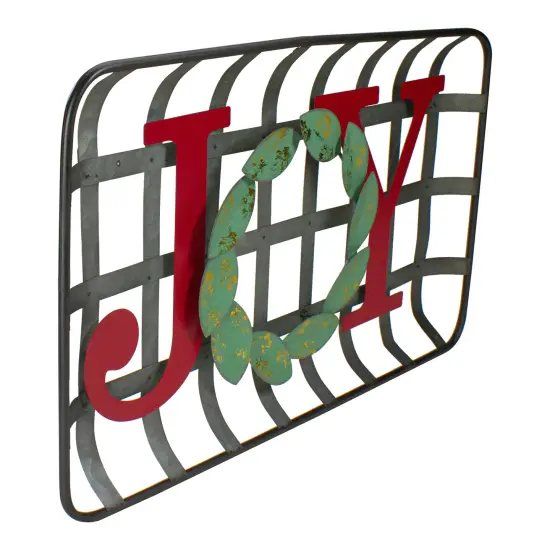 Northlight 24" Red and Green "JOY" Rustic Tobacco Basket Christmas Wall Decor Gray {3}