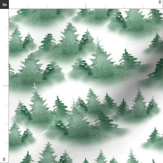 Various Fabrics by the Yard or Fat Quarter Woodland Pine Conifers Green White Pacific Northwest Forest Fog Mist Custom Printed Fabric by Spoonflower {4}