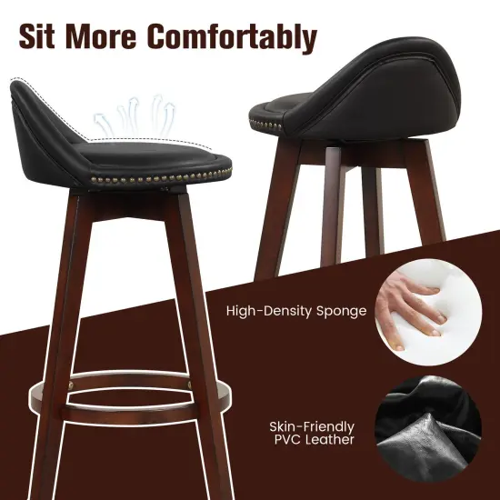 2 Pieces Cushioned Swivel Bar Stool Set with Low Back and Footrest {5}