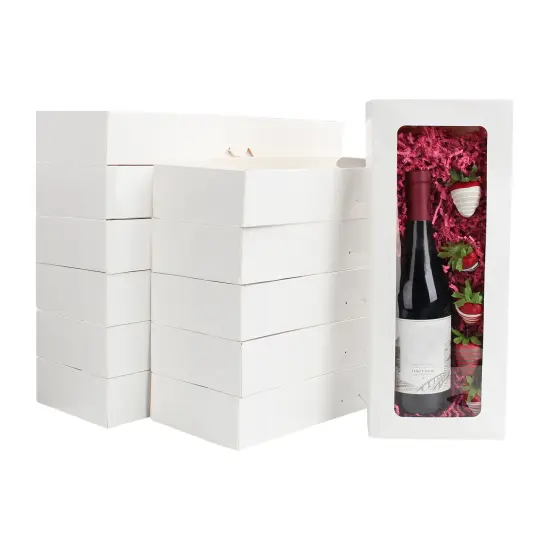 Spec101 Small Cookie Boxes with Window - 30pk 16x6.5in Narrow White Pastry Boxes {1}