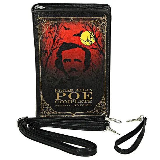 Black Vinyl Edgar Allen Poe Stories & Poetry Book Handbag Novelty Crossbody Bag {5}