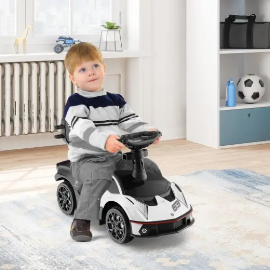 3-in-1 Ride on Push Car with Handle Guardrail and White {2}