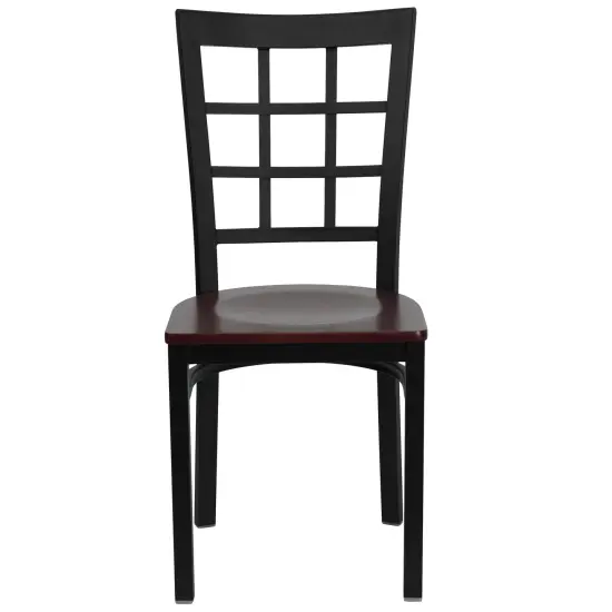 Emma and Oliver 2 Pack Window Back Metal Restaurant Chair Cherry/BlackMetal {7}