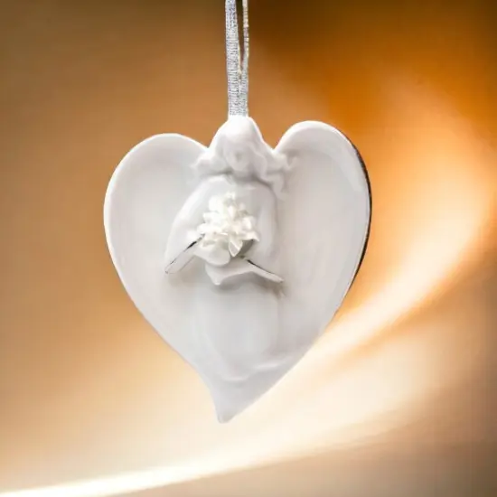 Ceramic Angel Holding Flowers Ornament, Home D&eacute;cor, Religious D&eacute;cor, Religious Gift, Church D&eacute;cor, Baptism Gift {1}