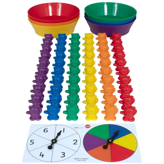 Counting Bears with Matching Bowls - 68pc Set - 60 Bear Counters, 6 Bowls & 2 Game Spinners {2}