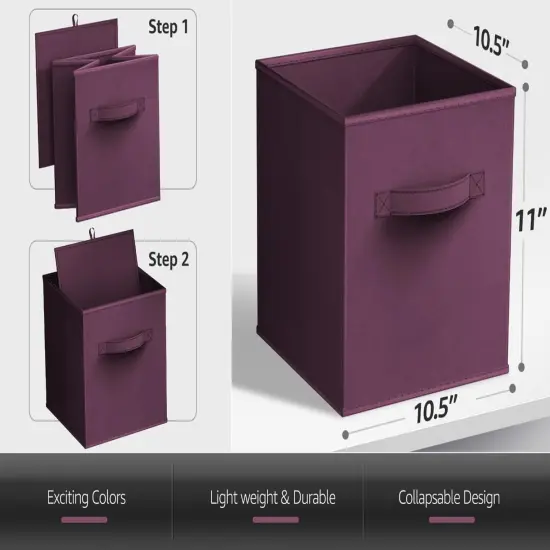 Sorbus Fabric Collapsible Cube Storage Bins Set (6 Pack) Purple {3}