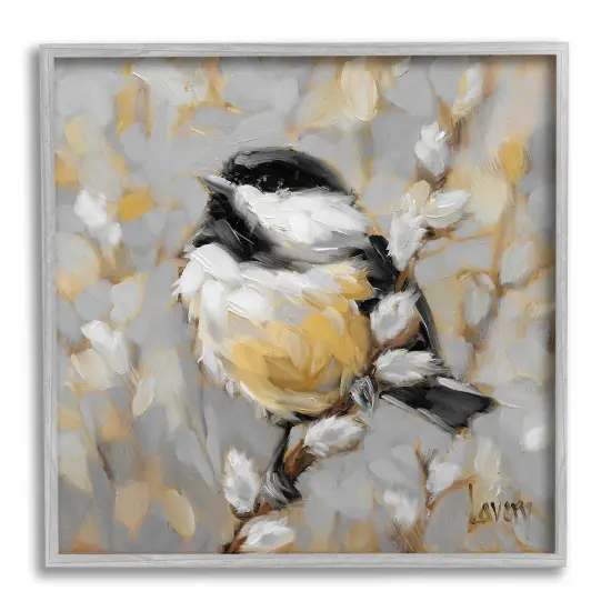 Stupell Industries Bird Perched Willow Wildlife Framed Giclee Art Gray Frame {1}