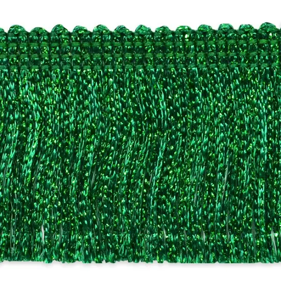 20 Yards of 2" Metallic Chainette Fringe Trim | 20 yard cut Green {1}