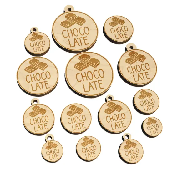 Chocolate Text with Image Flavor Scent Mini Wood Shape Charms Jewelry DIY Craft {7}