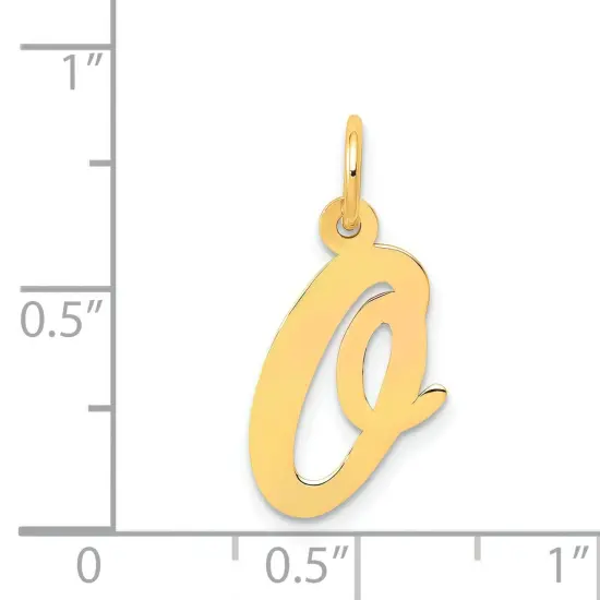 14K Yellow Gold Medium Script Initial Letter O Charm Jewerly 19mm x 10mm {5}