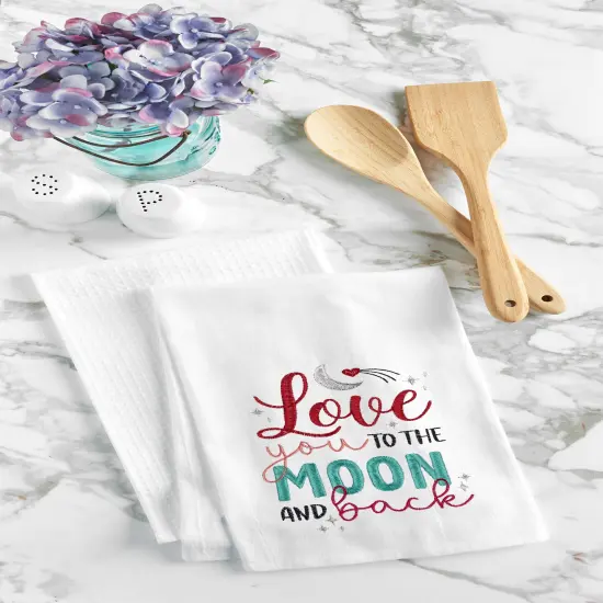 Valentine's Day "Love You To The Moon And Back" Kitchen Dishtowel {3}