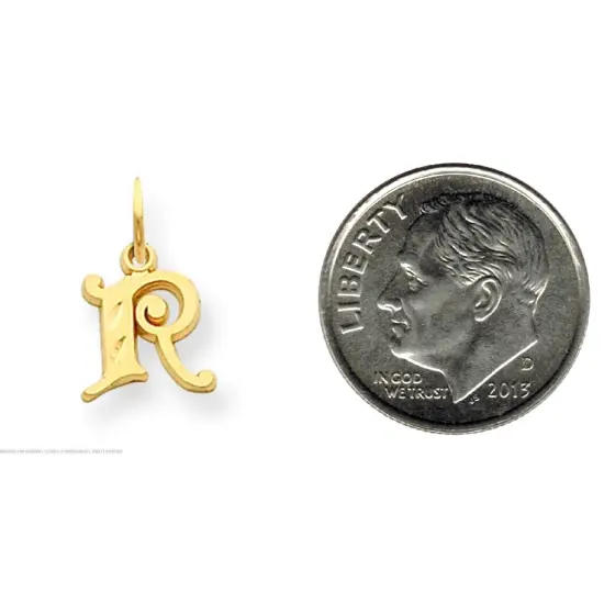 14K Gold Initial R Charm Jewelry FindingKing 17mm x 10mm {2}