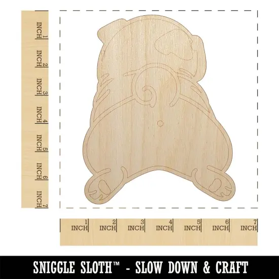 Pug from Behind Butt Dog Unfinished Wood Shape Piece Cutout for DIY Craft Projects {1}