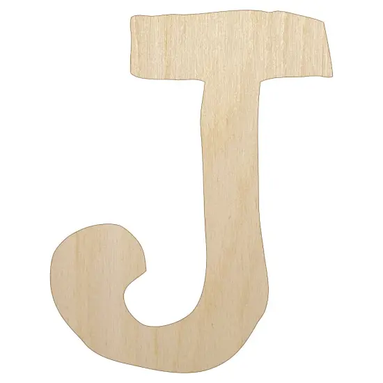 Letter J Uppercase Cute Typewriter Font Unfinished Wood Shape Piece Cutout for DIY Craft Projects {1}