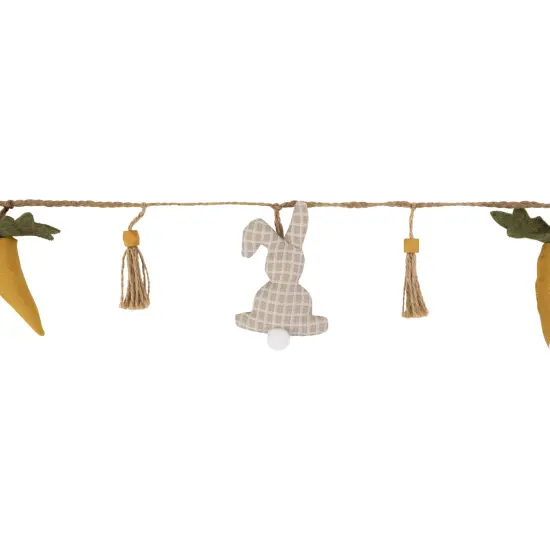 Northlight Plush Rabbit and Carrot Twine Easter Garland -3.5' Beige {6}
