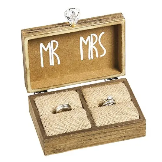 Wedding Decor &ldquo;and Then Two Become One&rdquo; Mr. and Mrs. Wooden Ring Holder Decorative Box - 5&rdquo;W x 6&rdquo;D x 2&rdquo;H Elegant Wedding Proposal Rustic Gift Box {2}