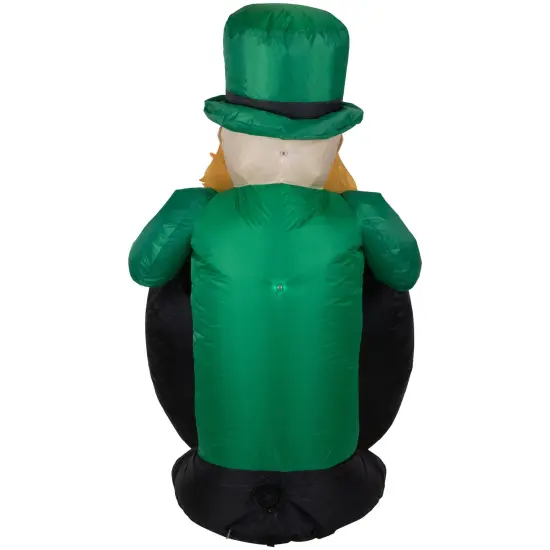 Northlight LED Lighted Inflatable Leprechaun with Pot of Gold St. Patrick's Day Outdoor Decoration - 4' Black {6}