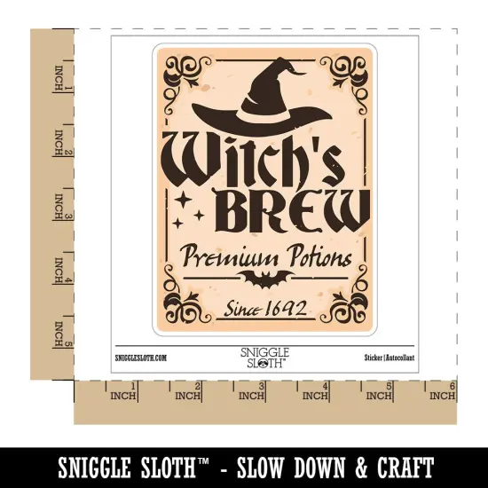 Witch's Brew Potions Label With Bat Halloween Waterproof Vinyl Phone Tablet Laptop Water Bottle Sticker Set - 5 Pack {1}