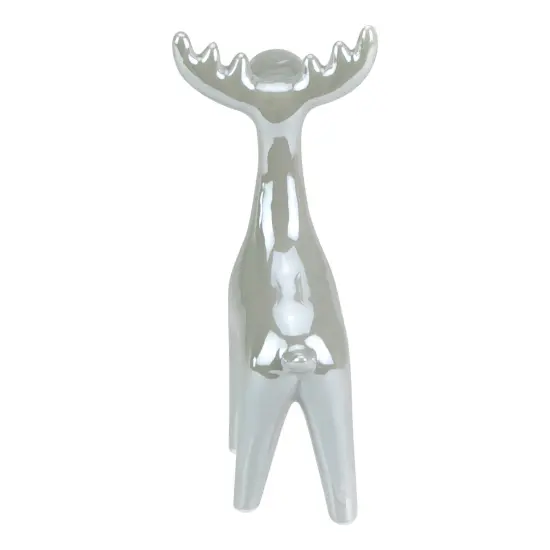Northlight Shiny Ceramic Reindeer Christmas Figure - 7" - Grey Gray {5}