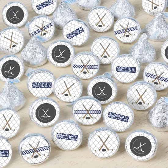 Big Dot of Happiness Shoots & Scores! - Hockey - Baby Shower or Birthday Party Small Round Candy Stickers - Party Favor Labels - 324 Count {1}