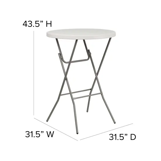 Emma and Oliver 2.63-Foot Round Plastic Bar Height Folding Table Granite White {5}