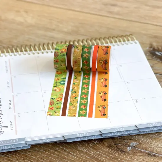 Fall Pumpkins & Leaves Orange Truck Washi Tape Set (#W031) {6}