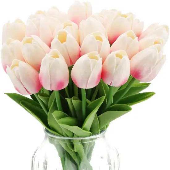 24 Pcs Real Touch Artificial Tulips for All Occasions Light pink {1}