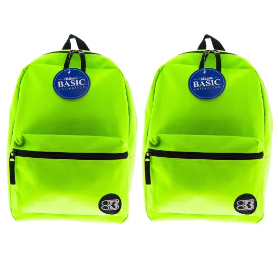 Basic Backpack, 16", Lime Green, Pack of 2 {1}
