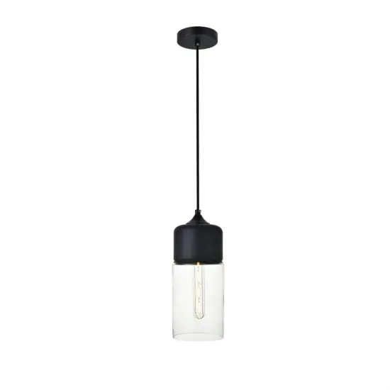 Ashwell 1 Light Black Pendant With Clear Glass {1}