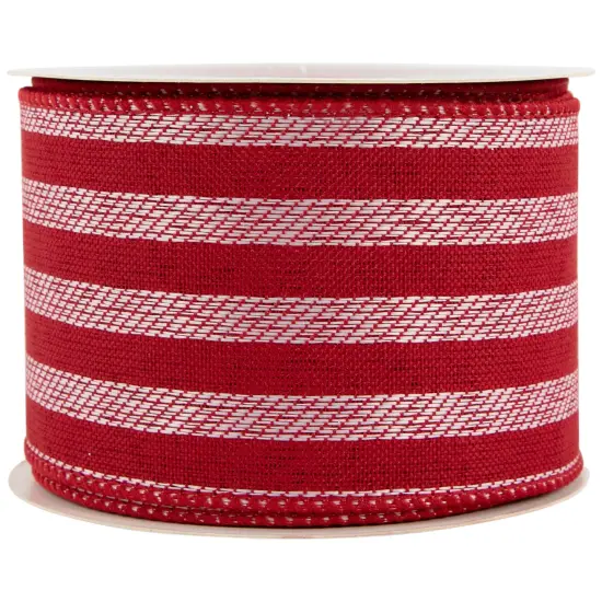 Northlight Red and White Striped Wired Craft Christmas Ribbon 2.5" x 10 Yards {5}