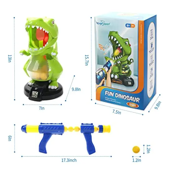 Dinosaur Shooting Toys for Boys 5 6 7 8 9 Years Old, Electronic Kids Target Games w/ Air Pump Gun, LCD Score Record, Sound, 24 Foam Balls, Birthday Party Favor,Christmas Gifts for Toddlers {5}