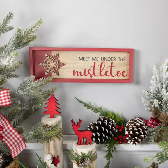 Northlight Framed "Meet Me Under the Mistletoe" Christmas Wall Decoration - 11.75" - Red {3}