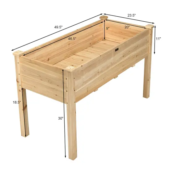 Costway Wooden Raised Vegetable Garden Bed Elevated Grow Vegetable Planter {3}