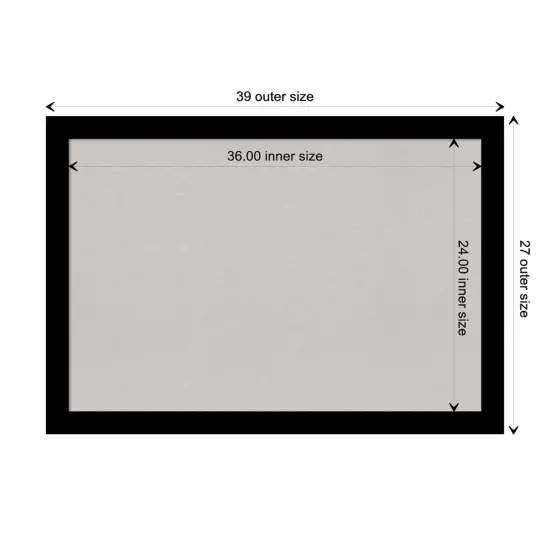 Basic Narrow Wood Framed Corkboard, Grey Cork Basic Black {3}