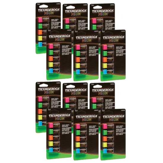Mini Vinyl Erasers, Neon Assorted, 5 Per Pack, 12 Packs {1}