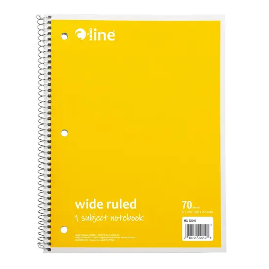 1-Subject Notebook, 70 Page, Wide Ruled, Yellow, Pack of 12 {2}