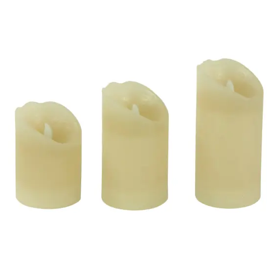 Northlight LED Operated Flameless Pillar Candles - 6" - Cream - Set of 3 Beige {4}