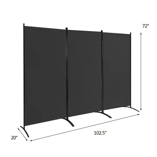3-Panel Room Divider Folding Privacy Partition Screen for Office Room Black {4}