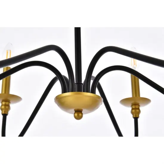 Rohan 30 inch chandelier in matte black and brass {4}