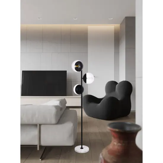 Eclipse 3 Lights Black Floor Lamp With Clear Glass {2}