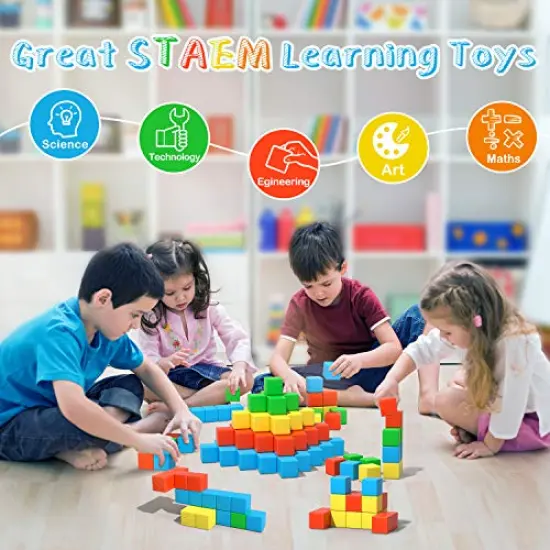 Magnetic Blocks, 1.34 inch Large Magnetic Building Blocks, 3D Magnetic Cubes for Kids, Preschool Educational Construction Kit, Sensory Montessori Toys Kids Blocks for Boys Girls Toddlers {6}