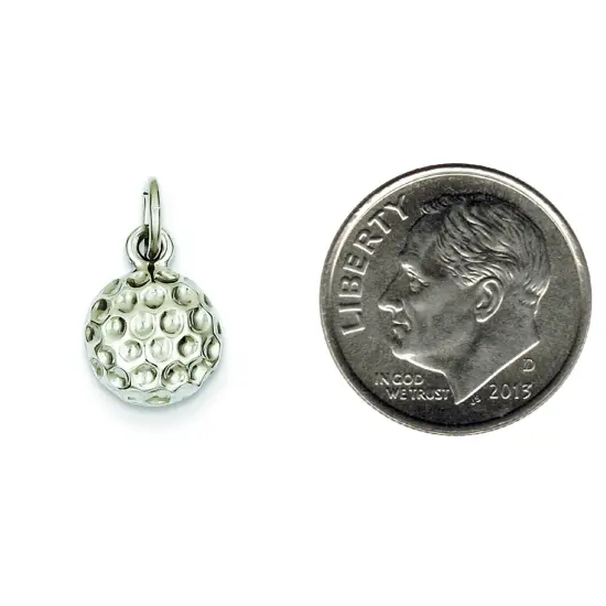 14K White Gold Golf Ball Charm Sports Jewelry Pendant 15mm x 9mm {2}